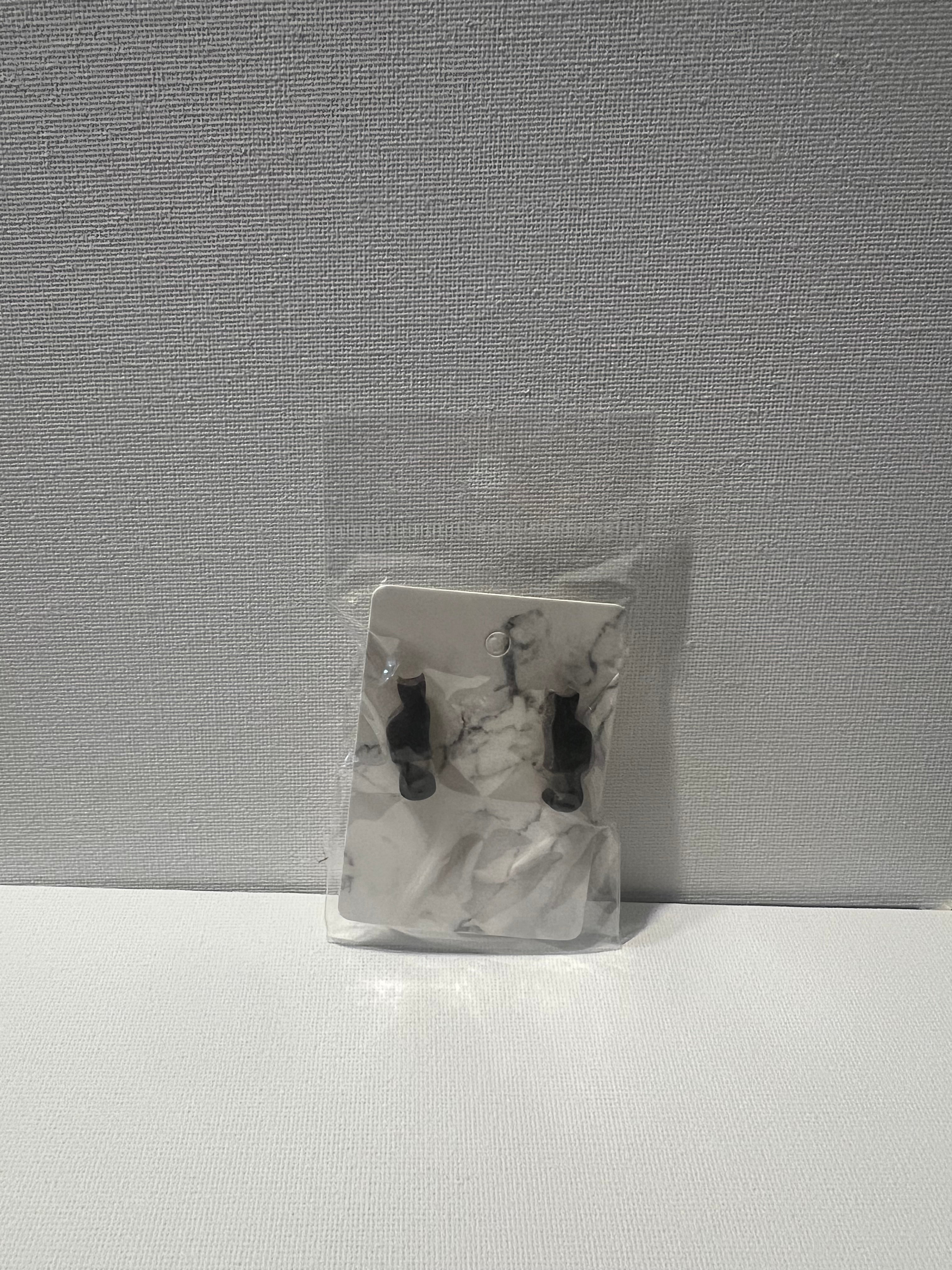 Wood black cat earrings