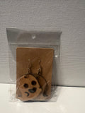 Wood happy ghost earrings