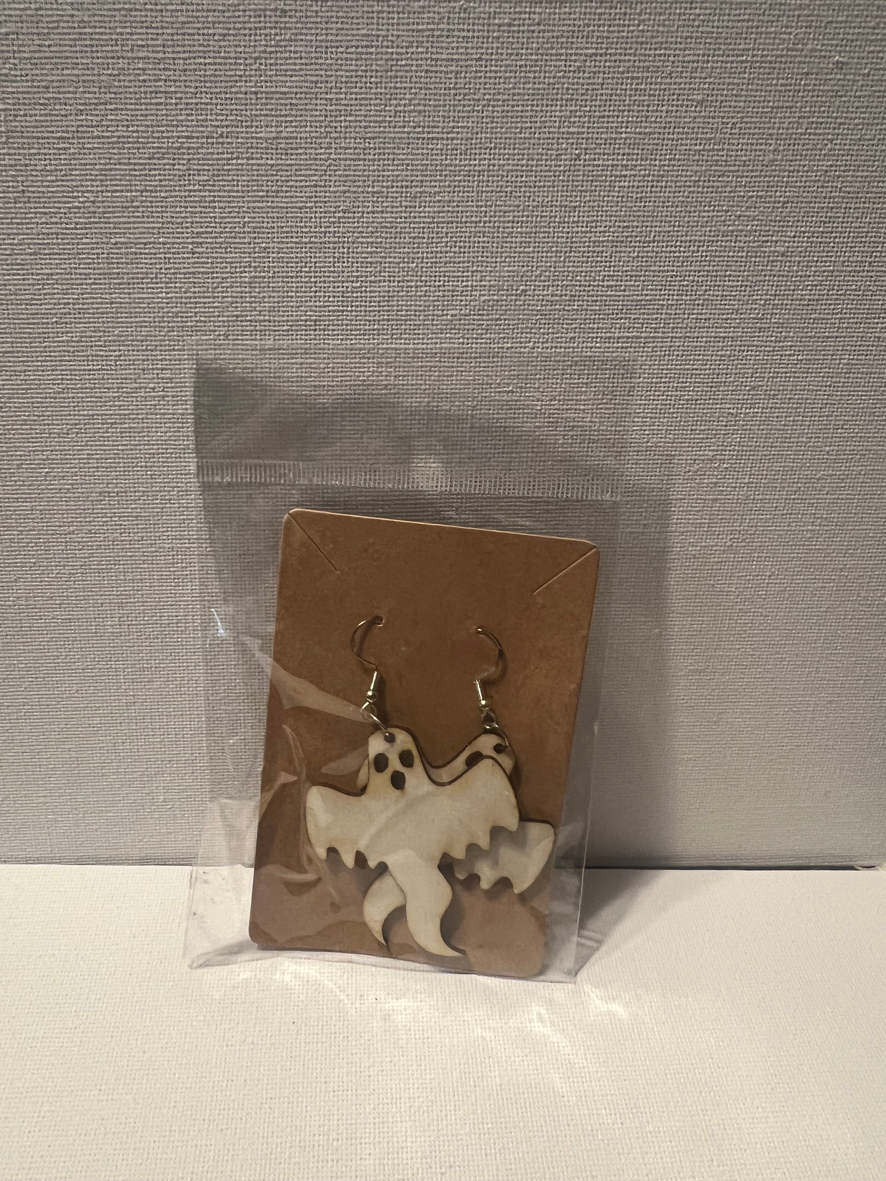 Wood ghost earrings