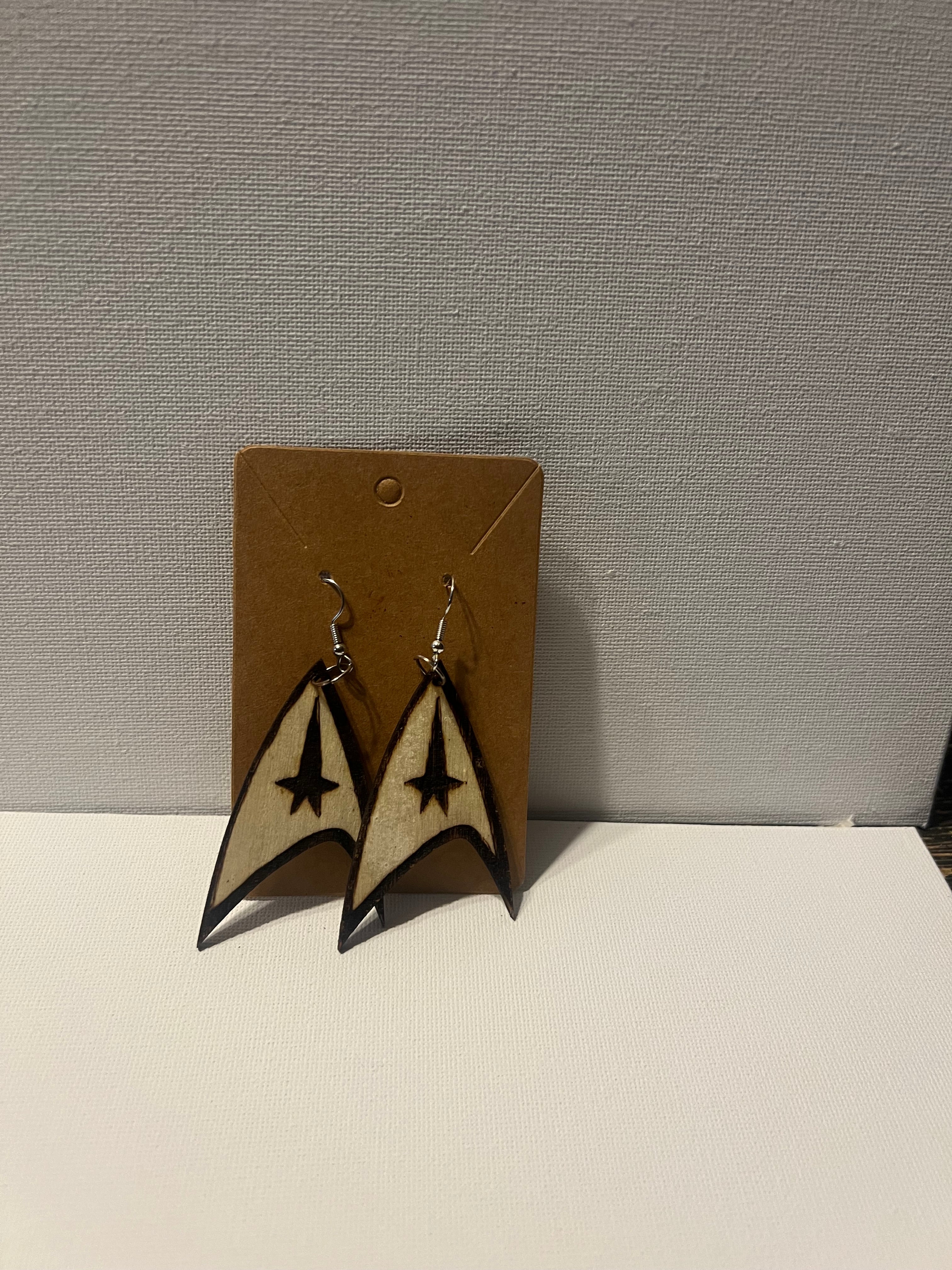 Star Trek wood earrings