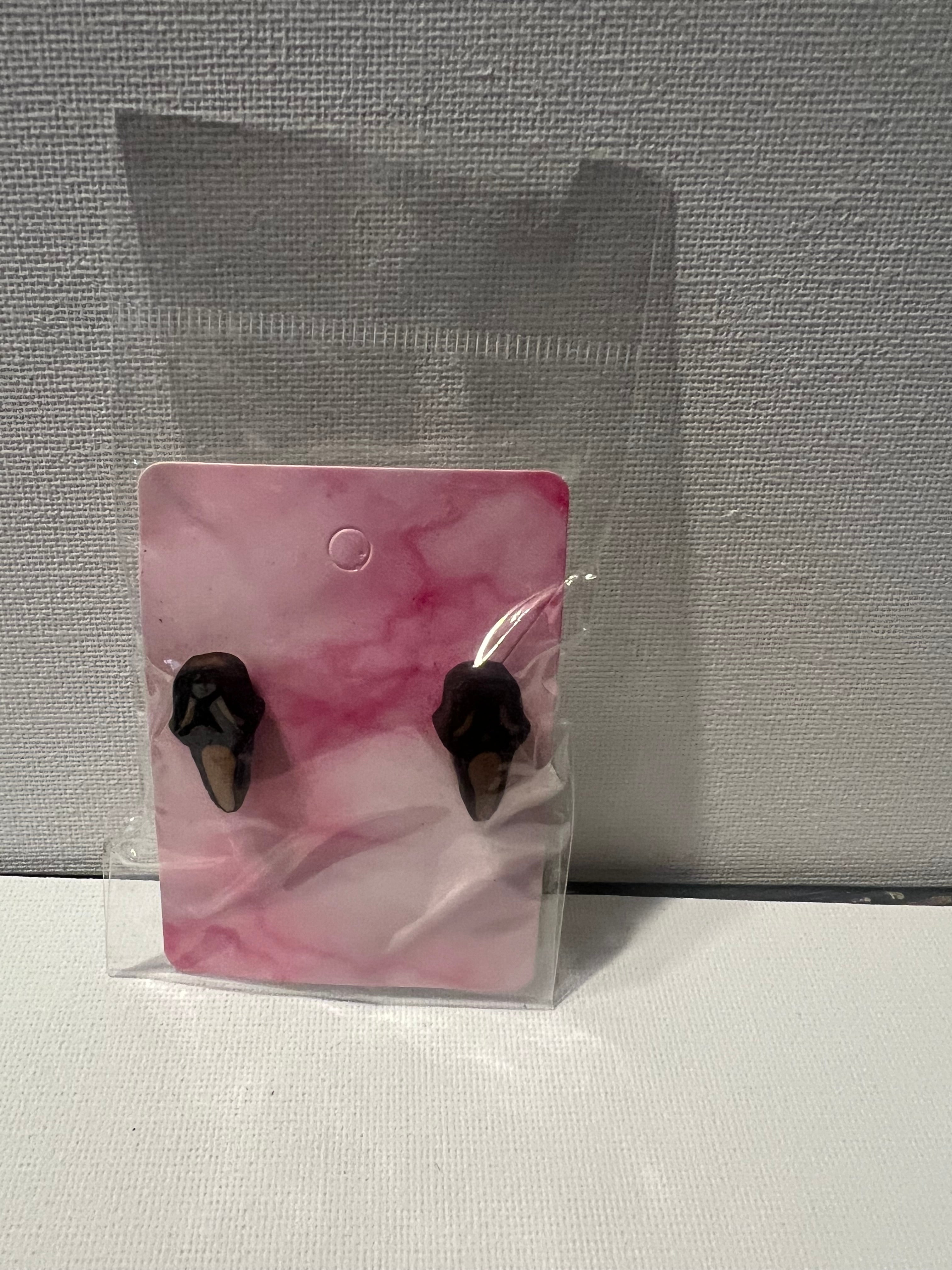 Ghostface wood earrings