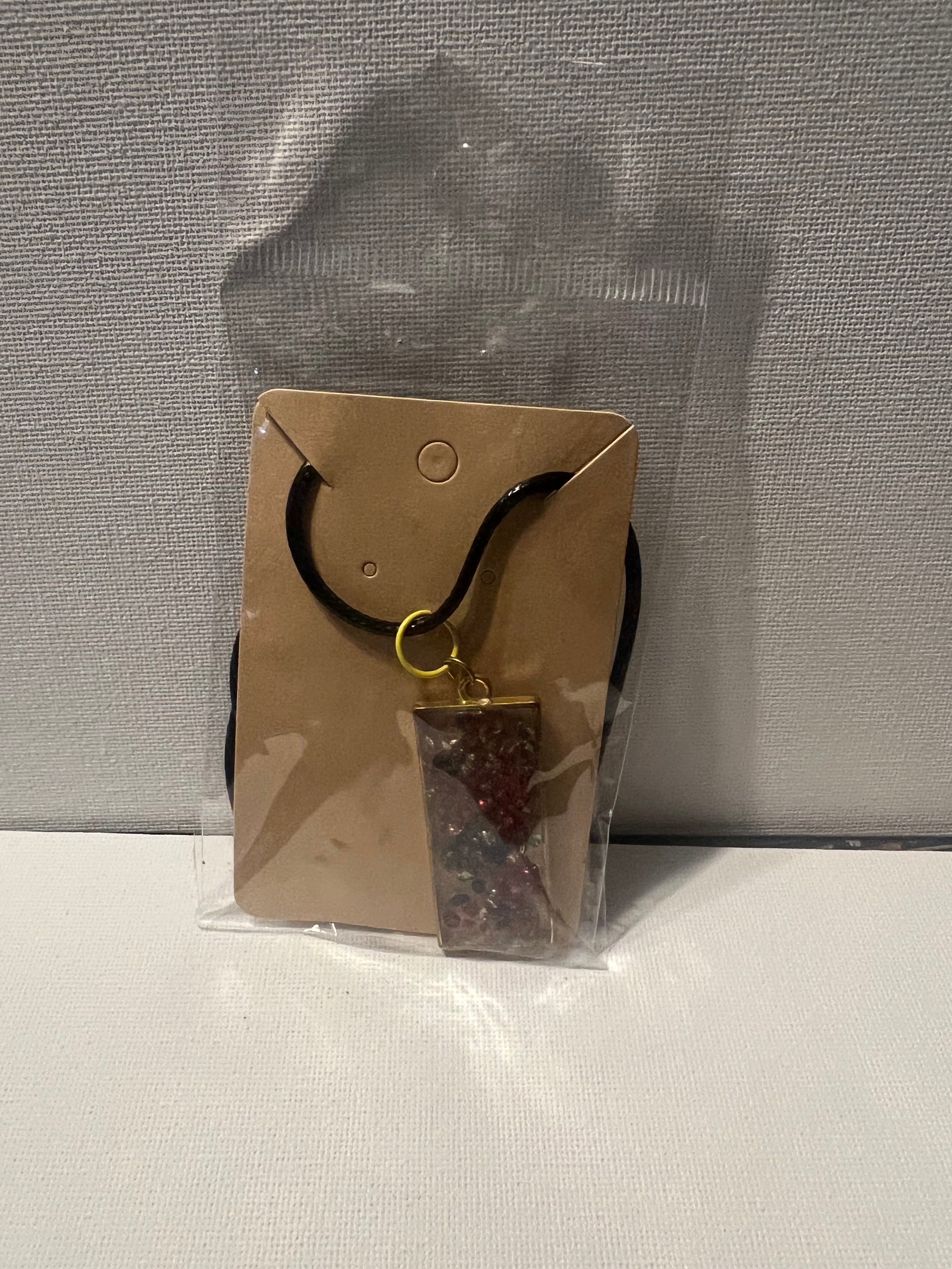 Resin rectangle glitter necklace